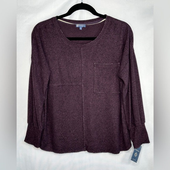 Democracy Sweaters - Democracy NWT Plum Marled Sweater‎ Metallic Trim Scoop Neck Y2K Streetwear Sz XL